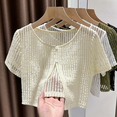 손뜨개가디건 카디건 니트 린넨 볼레로 여름 자수