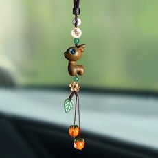 브랜드없음 부처님 차량용 묵주 펜던트 부적 룸미러, 1개, 행복한 작은 감 행운