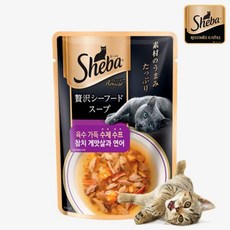 쉬바 고양이 주식 파우치, 참치 게맛살과 연어, 40g, 1개