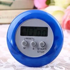 1PCS 여러 색상 원형 LCD 디지털 카운트 다운 타이머 홈 주방 요리 역방향 알람 시계 스톱워치, 02 Blue, 01 빠른  Mainland