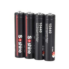 Soshine AAA 10440 350mAh 리튬 이온 배터리 3.7V 350mAh 충전식 리튬 AAA 배터리 마이크 전조등 손전등 라디오, 1)4pc
