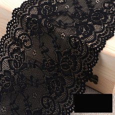 Makone 레이스리본 원단 겉감 수공예 재료 패브릭, T01-블랙색(넓이약 15cm1미터)