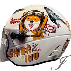 M2R M700 童帽 #5 柴犬 亮白 安全帽 半罩 全可拆洗, 1個, M (57-58CM)