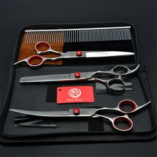 개손질 가위 6 "일본 스테인레스 애완 동물 미용 절단 얇은 곡선 세트 Z3001, 01 Z3001-Hong-U4-6Y