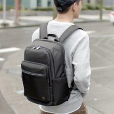 SUMDEX 人體工學設計 高級後背包 經典商務輕量筆電後背包 黑色