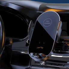 맥세이프 자동 센서 감지 고속 무선 충전 핸드폰 차량용 거치대 360도 회전, 블랙, 1개