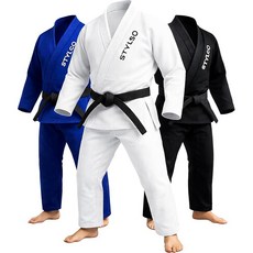 Stylso 남성용 Bjj Gi 기모노 브라질 주짓수 도복 방축 가공 원단 및 무료 벨트 IBJJF 화이트. 422606