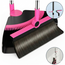 폴딩 프리미엄 E1S 빗자루 쓰레받기 세트 실내 청소도구 청소용품, 블랙핑크, 1개