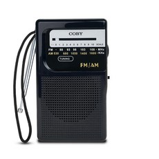 Coby 휴대용 AM/FM 라디오 레트로 배터리 작동 포켓 스피커 긴 800시 선명한 수신 비상 여행용 트랜지스터 장치 가정 또는 실외용 218323, B-블랙