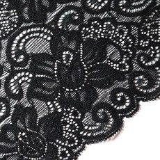 랏셀플라워 대 14cm x 90cm 스판 늘어나는 레이스 랏셀, 검정색, 1개