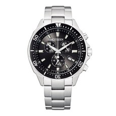 CITIZEN 男款光動能計時三眼金屬腕錶 VO10-6771F