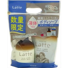 Kracie ma&me Latte 保濕沐浴乳 490ml 補充包 360ml 液體型, 1個