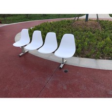 야외의자 야외벤치 휴게의자 응원의자 대기의자, 4인용 화이트 스크럽