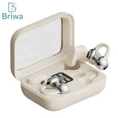 Briwa 블루투스 무선 이어폰 고음질 자동 페어링 블루투스 6.0 투인원 디자인 2가지 커플 이어폰, 화이트, L11