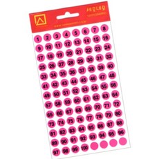 돈스텔 순번표시 형광숫자스티커 7매 분홍