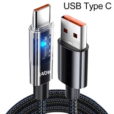 240W 나일론 USB C타입 초고속 충전 케이블 (삼성 샤오미 화웨이 호너용) LED 디지털 디스플레이 C 데이터, 01 USB Type C, 04 1미터
