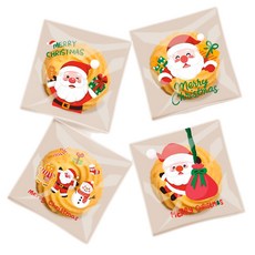 크리스마스 산타 선물봉투 귀여운 행사 포장지 선물 봉투 100장 간식포장 선물 비닐봉투, 1세트, 산타 4종 포장봉투