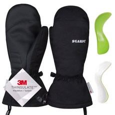 SGAKIC 3M 손목 보호대 스키장갑 남녀공용 스노우보드장갑 소프트 벙어리장갑, 블랙, 1개