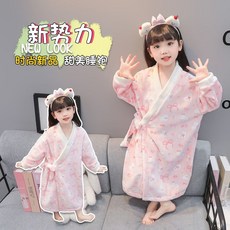 臺灣-出貨【新款熱銷】兒童睡袍女童睡衣秋冬珊瑚浴袍浴巾吸水寶寶法蘭絨女孩家居服新款 HY93