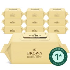 브라운 프리미엄 브라운 엠보싱 저자극 아기물티슈 캡형, 80g, 70매, 10개