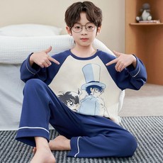 아동용 푸딩독 긴팔 순면 홈웨어 세트 가을 겨울