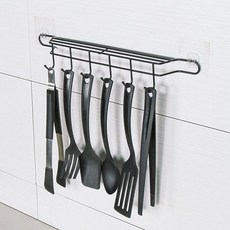 싱크 다용도 스틸 6후크 걸이 싱크대 주방도구 주방 인테리어 소품, 1개, 블랙