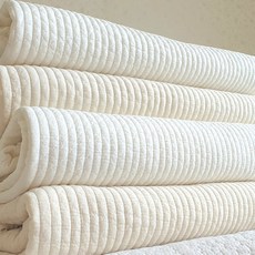 루트포레스트 퓨어코튼 피그먼트 순면 항균 사계절 침대패드 이불겸패드 스프레드 줄누비, 크림아이보리