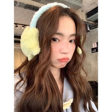 黃藍拚色五角星耳罩 2025新款甜美百搭學生騎行耳暖, 黃色五角星, 1個