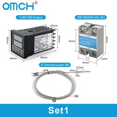 OMCH REX C100 온도 조절기 SSR 출력 PID 디지털 디스플레이 산업용, SET1 25A Relay