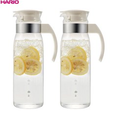 하리오 슬림 손잡이 냉장고 물병, 화이트, 2개, 1400ml