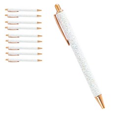 키미블랑 잘써지는 똑딱이 블링블링 볼펜, 10개, 스팽글화이트