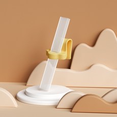 寶寶餐具W2 卡扣食品級矽膠吸管 可拆式吸管 輔食吸管 嬰幼兒吸管杯配件, 卡扣黃色（長約9CM）碗杯盤通用, 1個