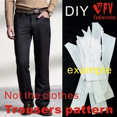 DIY 재봉지도 1:1 남성용 수제 물리적 TNK-3 청바지 캐주얼 패턴 맞춤형 바지 종이 의류, Size 35, 1개