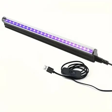 호환 블랙 T5 라이트 튜브 USB UV LED 램프 395 nm 바 조명 효과 파티 무대 스위치, 02 1PCS