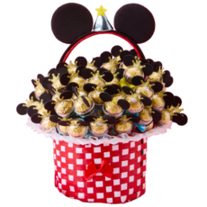 造型金莎棒提籃 金莎花束 派對禮品 婚禮小物 節慶裝飾, 米奇提籃(60支米奇金莎棒), 1套