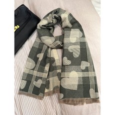 愛心格子雙面圍巾 日系保暖圍脖披肩