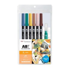 톰보 Tombow 72561 듀얼 브러시 펜 아트 마커 만화 일러스트레이션 새 6팩