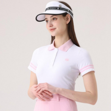 애저웨이 여성골프 소매포인트 반팔 기능성 쿨 티셔츠 핑크