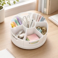 블렌드 회전형 연필꽂이 대용량 데스크오거나이저, 1개, 화이트