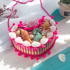 兒童玩具 民族風竹編製品 兒童包包 小背簍 兒童演出道具 兒童小背簍 仿藤塑編織 幼兒園演出舞臺道具, 【背包】愛心款-粉色, 1個