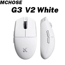 스카이콩콩MCHOSE G3 울트라 게이밍 모드 마우스 PAW3395 26000DPI 8K 폴링 속도 64g 초경량, 02 G3 V2 White