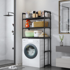 성희 튼튼한 3단 건조기 세탁기 공간 절약 멀티 수납 선반, 1개, 블랙