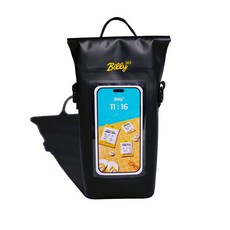 빌리365 2리터 드라이백 방수 가방 비치팩 핸드폰 파우치 워터파크 수영장 준비물, 블랙