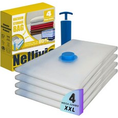 여행용 압축 가방 18개 포장 의류 보관용 공간 절약 롤업 수하물 여행 배낭용 진공 보관 컴팩트 정리함, 4 Mega Jumbo