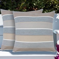 IN4 Care 인서트 포함 요추 베개 2개 세트 야외 실내 방수 장식 파티오 베개 30.5x50.8cm(12x20인치) 소파 정원 농가 장식용 직사각형 쿠션 - 블랙 나, 그레이 스트라이프, 18 x 18 Inch (No Inserts)