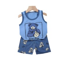 JoyBaby 無袖上衣短褲 印花塗鴉背心 純棉透氣寶寶套裝