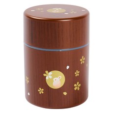 하코야 찻잎 원형 보관통 S, 1개, 도장토끼