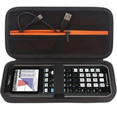 텍사스 인스트루먼트용 엘론보 휴대용 케이스 TI-84 플러스 CE/TI-84 플러스/TI-83 CE 컬러 그래프 계산기 충전 케이블 충전기 매뉴얼에 맞는 추가 메시 포켓 빨, Black, 1개