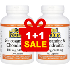 [1+1] 네추럴팩터스 글루코사민 1500mg 콘드로이친 1200mg 캡슐 120정 / 해외직구 미국정품, 2개