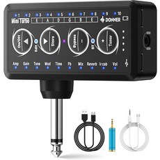도너 기타 헤드폰 앰프 클래식 록 포켓 미니 앰프USB 충전식 배터리 포함, Mini Turbo, 1개